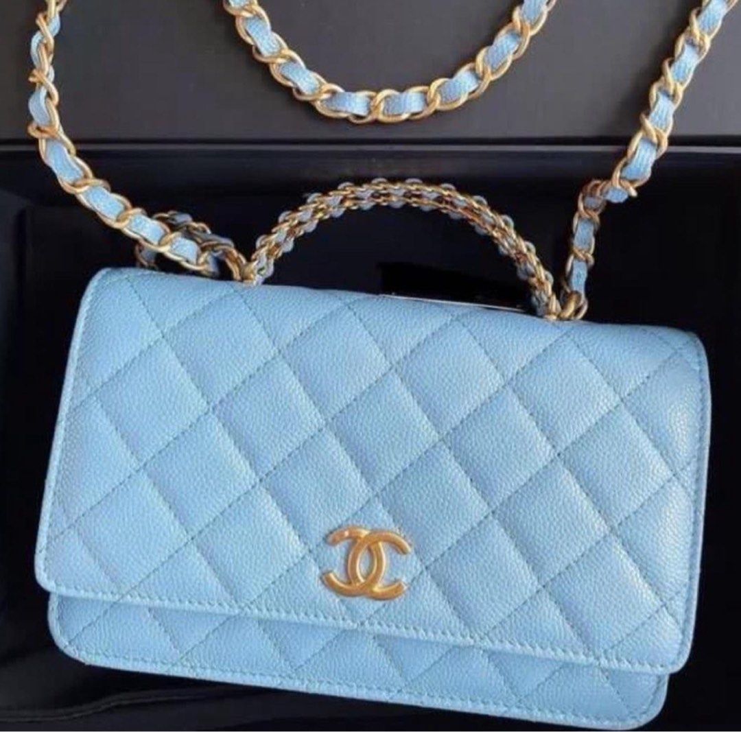 Chanel 22S Heart Bag Sky Blue Stiff Lambskin  ＬＯＶＥＬＯＴＳＬＵＸＵＲＹ