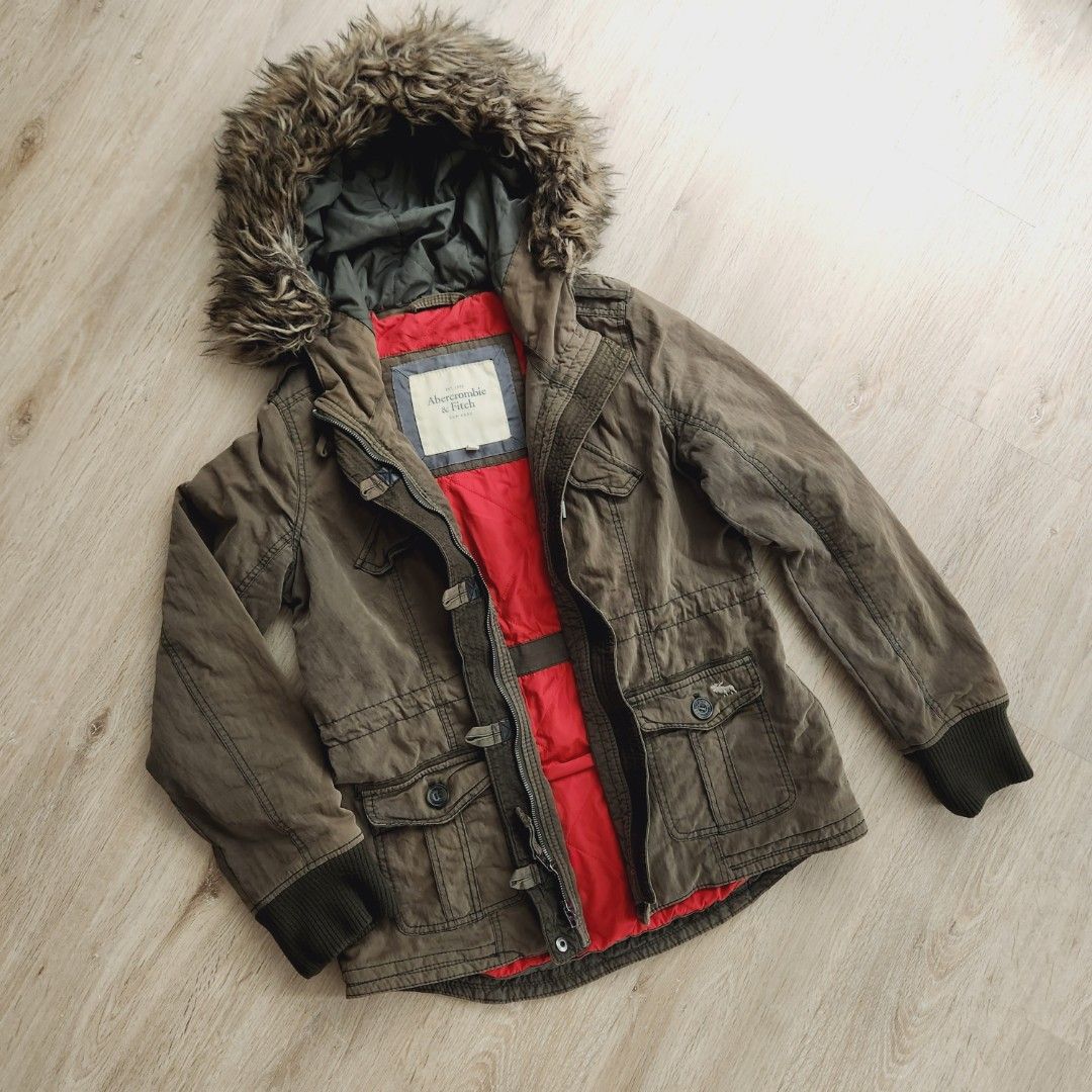 Abercrombie Fitch A F Winter Jacket Hoodie Removable Fur