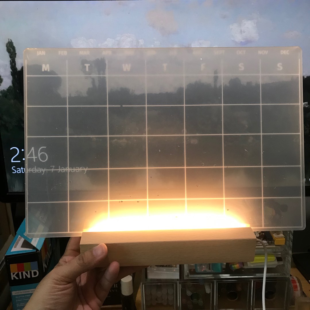 Acrylic Dry Erase Board Calendar with LED Light Hobbies Toys