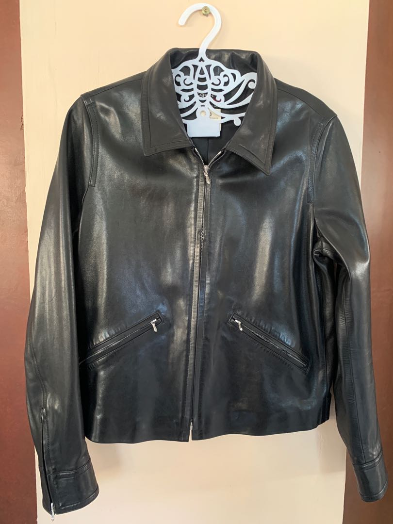 Agnes B. Black Lamb Leather Jacket, Women's Fashion, Coats, Jackets and ...