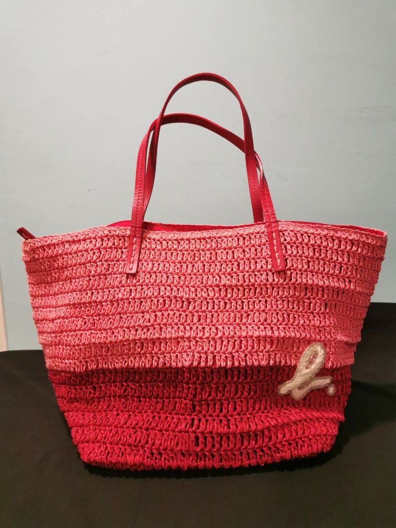 Red straw deals purse