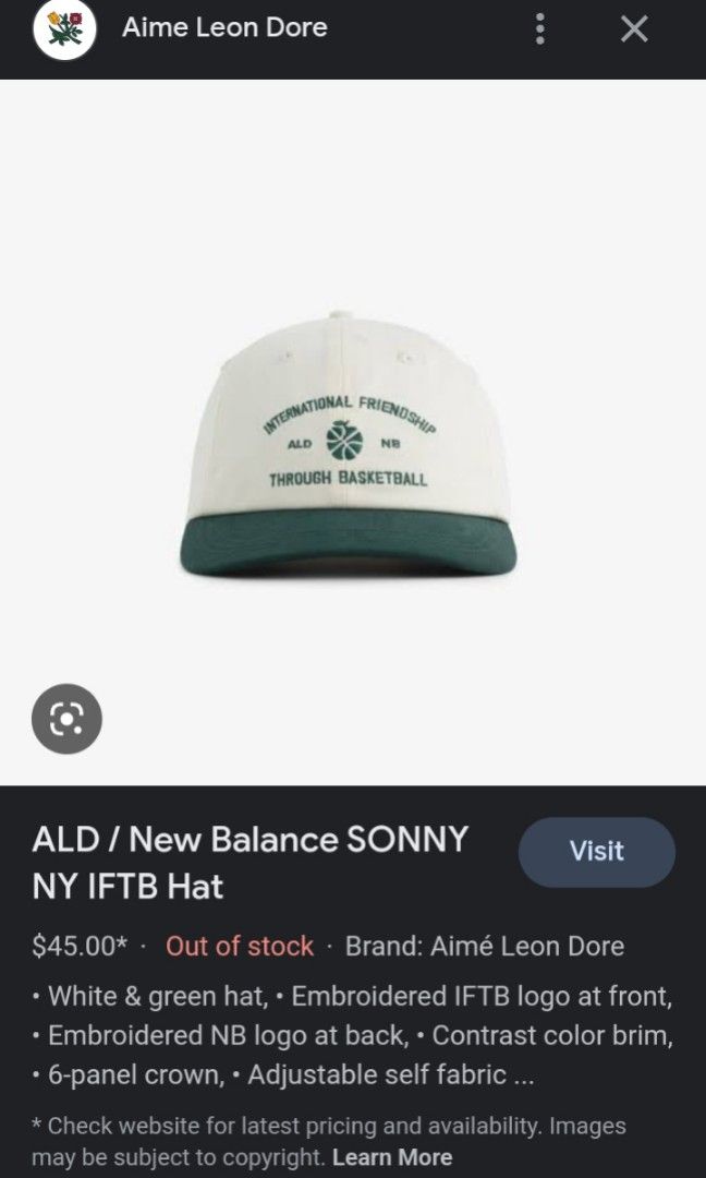 Ald / New Balance Sonny NY Iftb Hat