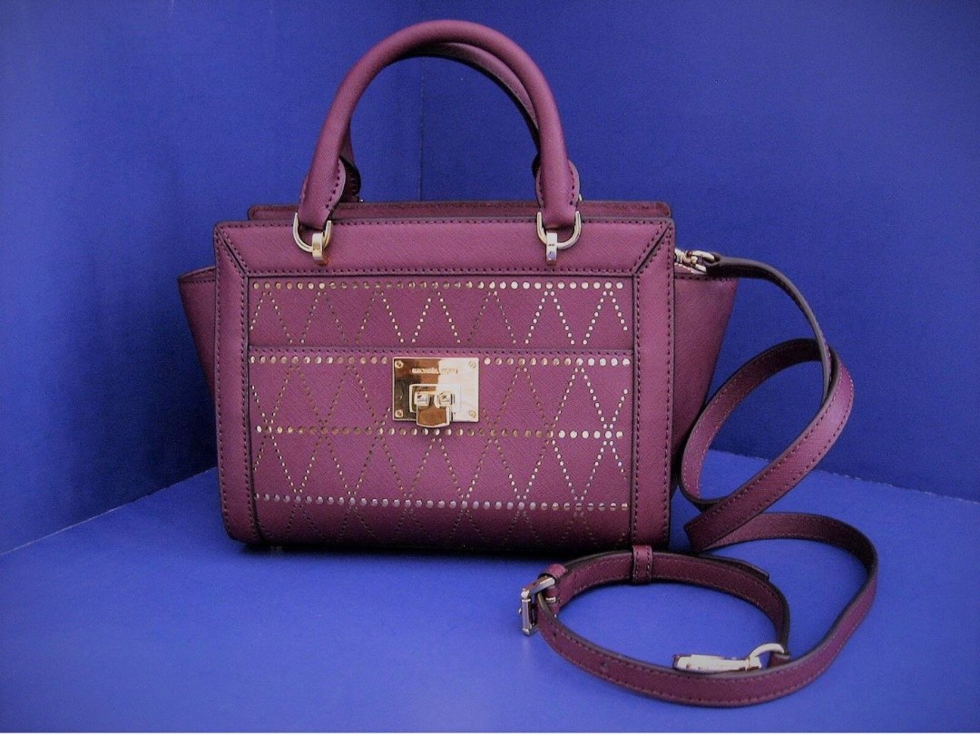 Authentic Michael Kors Tina Saffiano Leather Small Satchel Messenger