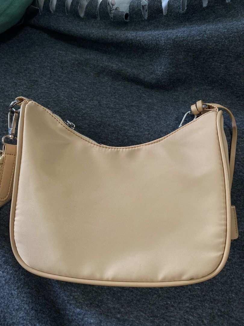 Beige nylon shoulder bag, Women's Fashion, Bags & Wallets, Crossbody