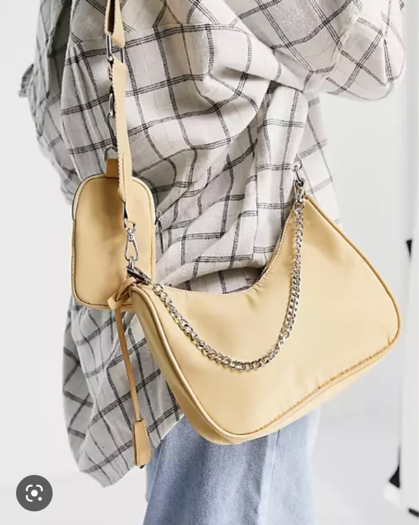 Beige nylon shoulder bag, Women's Fashion, Bags & Wallets, Crossbody