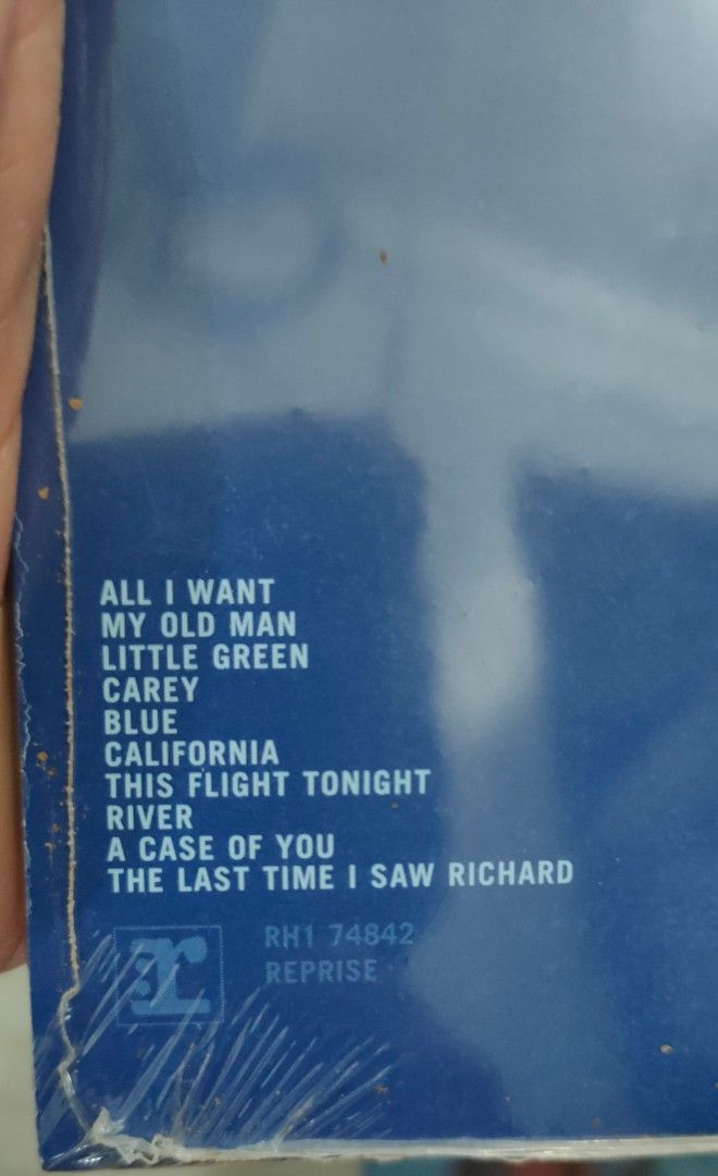 Blue Joni Mitchell Vinyl (Category: Vinyls) located in San Pedro. Submitted by ellieeni (Listing ID 1208233974, Image 2). Description: VINYL RECORD - BLUE Joni Mitchell RFS: Duplicate orders - unopened, slight dog ears due to shipping/handling as seen on the photo.