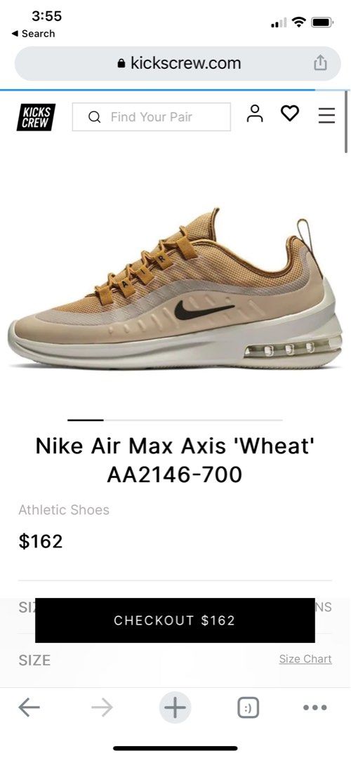 BNIB Us9 Air Max Axis Wheat Nike Men s Fashion Footwear
