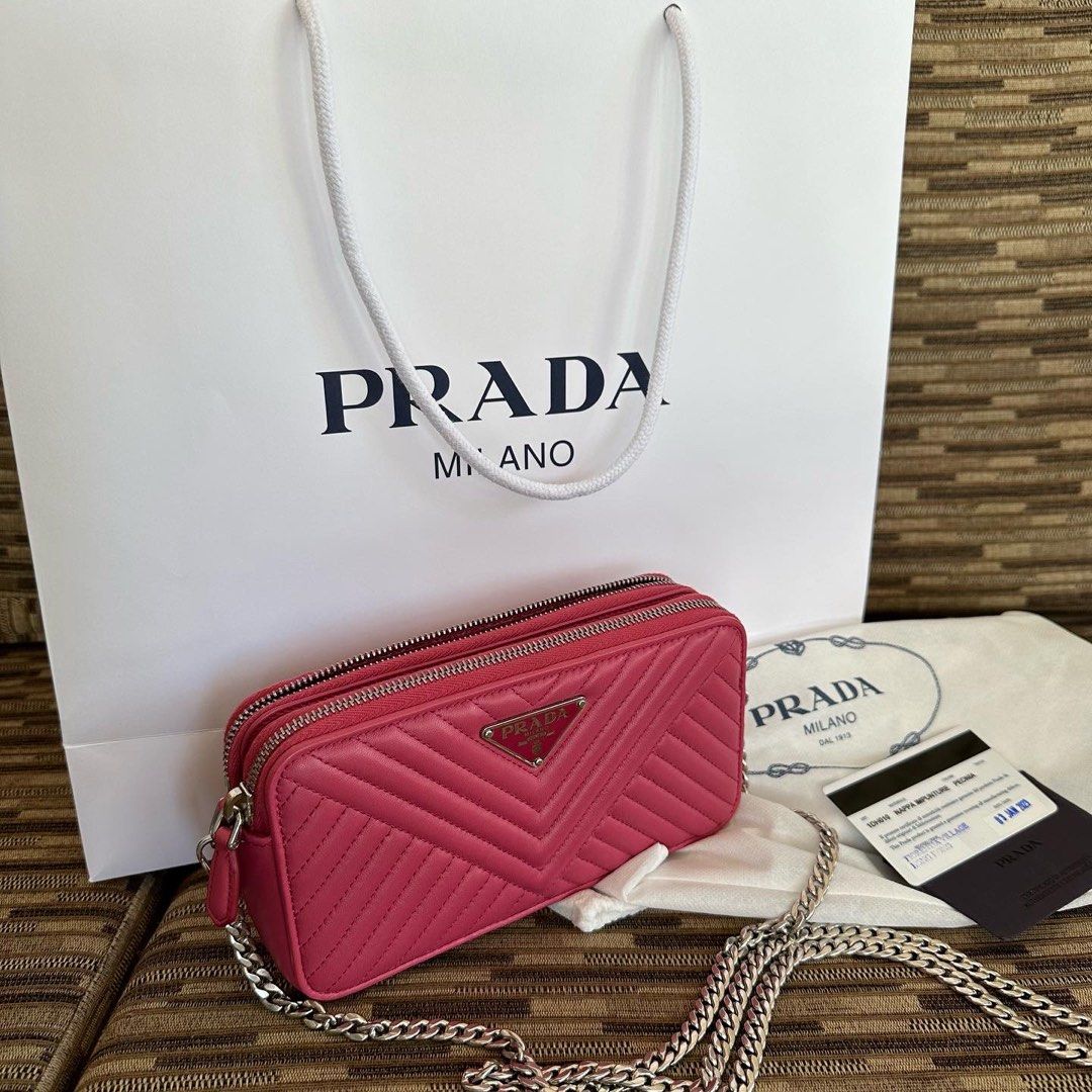 Brand new and authentic Prada double zip bag with chain, Luxury, Bags &  Wallets on Carousell
