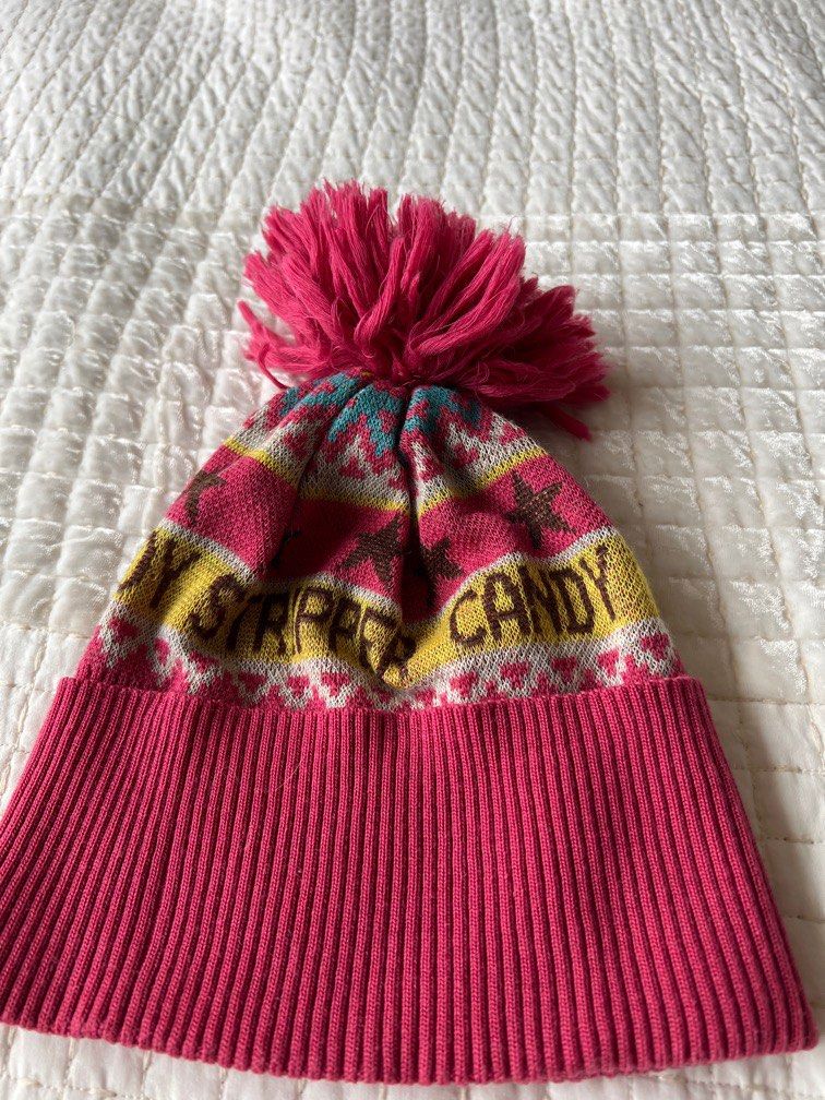 Candy stripper pink beanies made in japan, 女裝, 手錶及配件, 帽