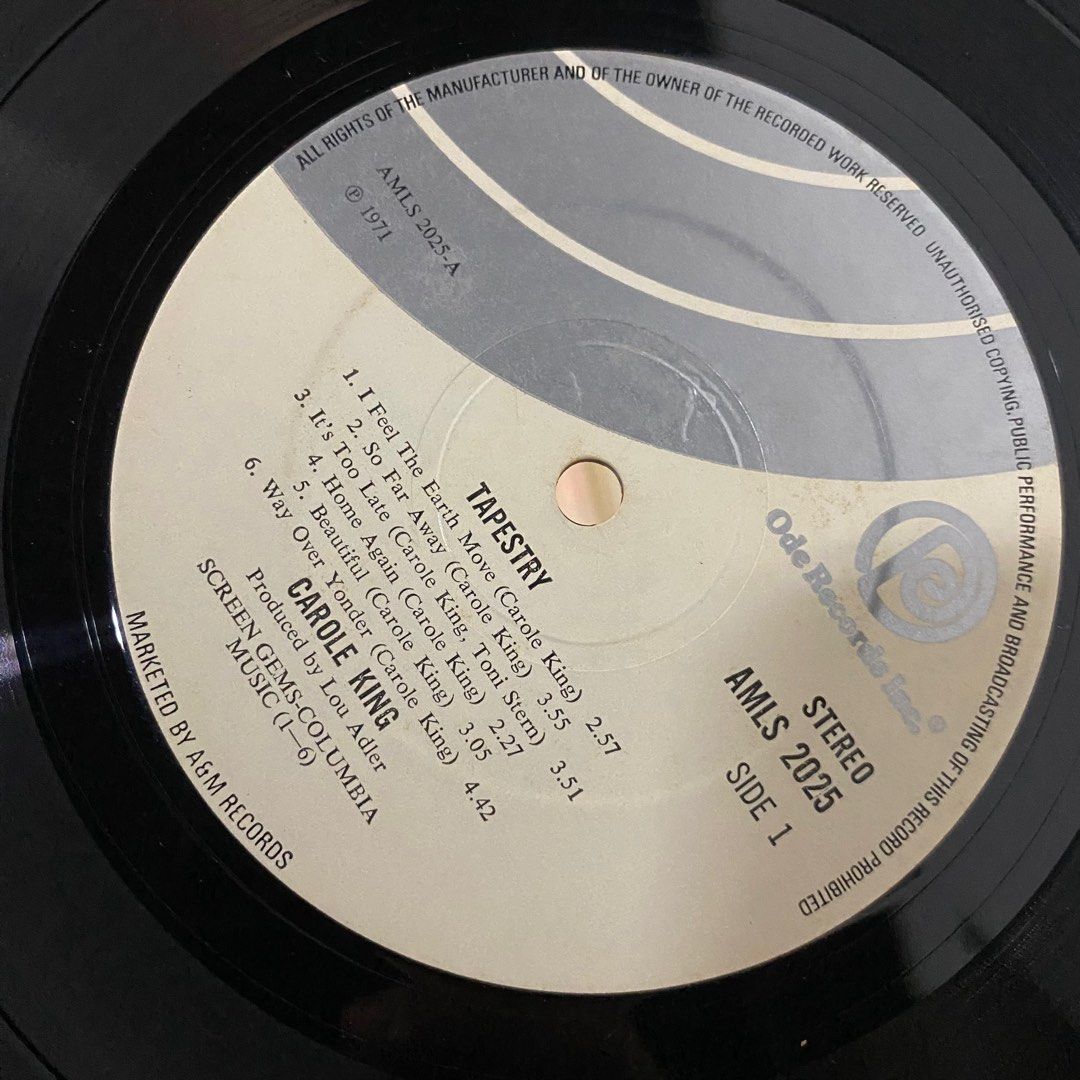 Carole King Tapestry LP Vinyl Record Piring Hitam (1971 UK), Hobbies & Toys, Music & Media