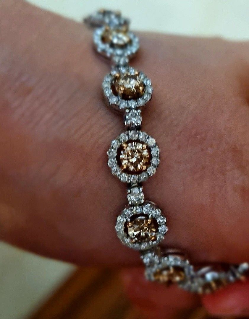 Champagne diamond tennis bracelet sale