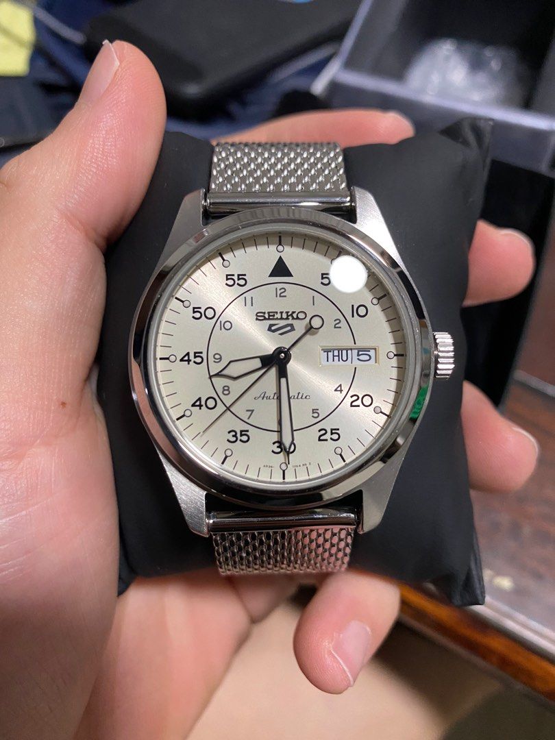 Cheapest!!* LNIB Seiko 5 Flieger silver Opaline Cream dial Aviator Pilot  Watch SRPH21 SRPH21k1, Men's Fashion, Watches & Accessories, Watches on  Carousell