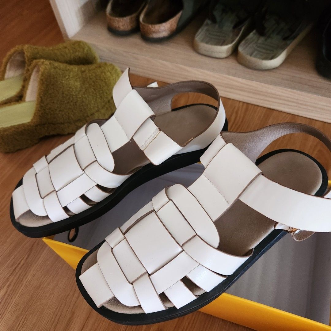 White caged sandals discount