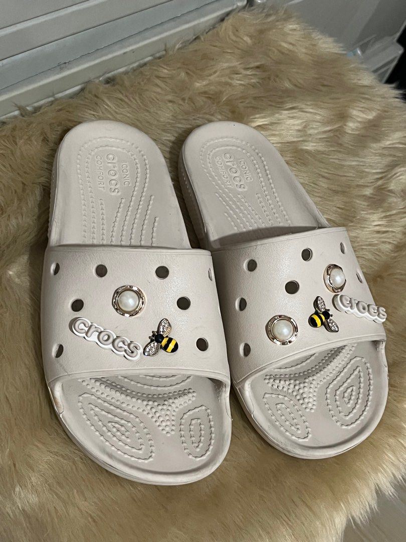 CROCS STUCCO CLASSIC SLIDE, Women's Fashion, Footwear, Slippers and slides  on Carousell
