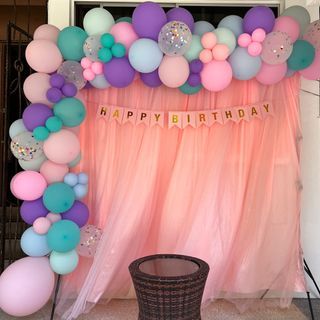 Curtain Backdrop Party Decoration Package Balloon Arch Balloon Garland DIY Kit Helium Balloon Birthday Party Set Up