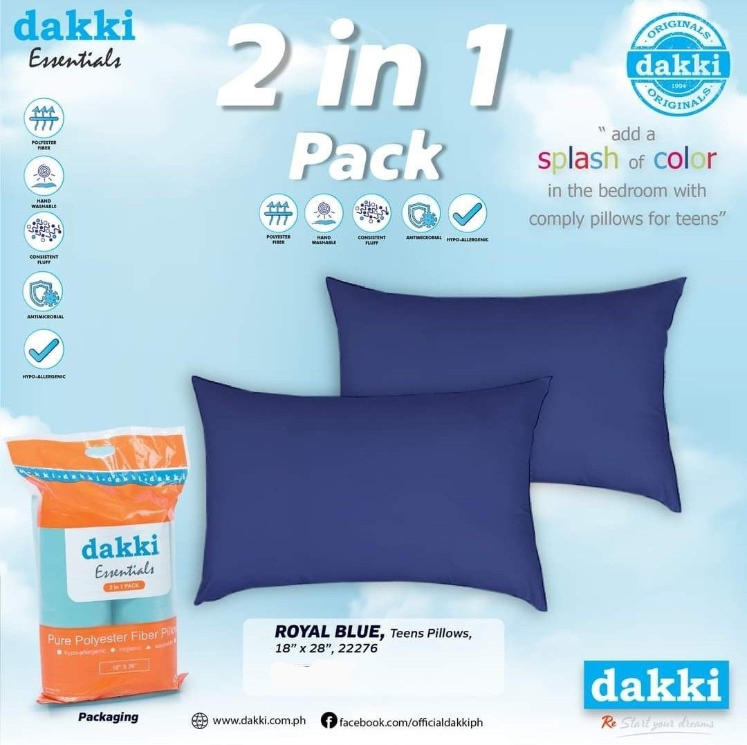 Dakki Plain Pillows 2in1 Pack, Furniture & Home Living, Bedding