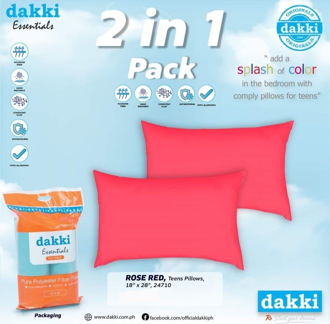 Dakki Plain Pillows 2in1 Pack Furniture Home Living Bedding