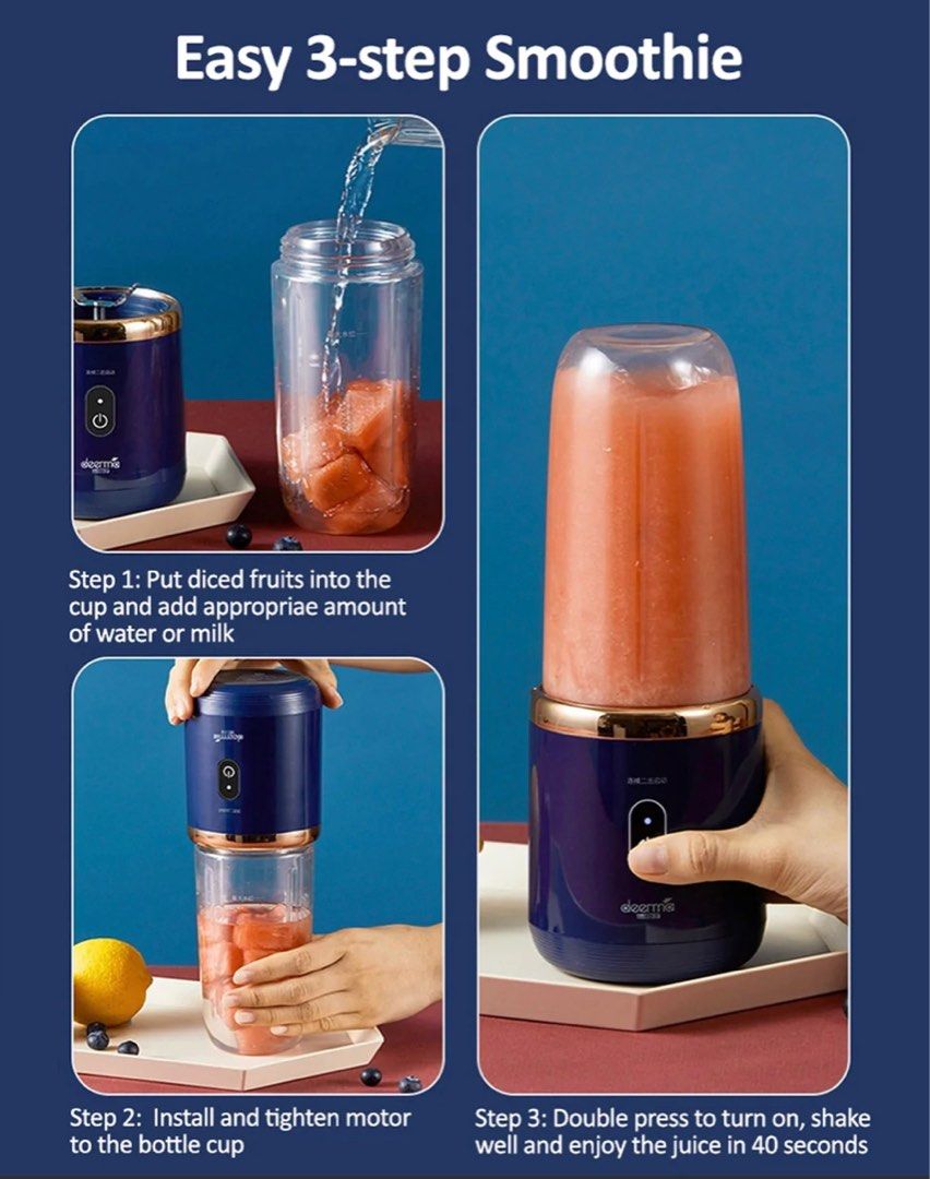 Deerma Mini Juice Blender USB Portable, TV & Home Appliances, Kitchen