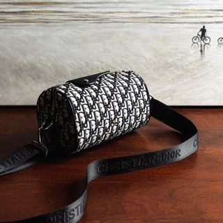 Dior Lingot 50 Bag Beige and Black Dior Oblique Jacquard - Men