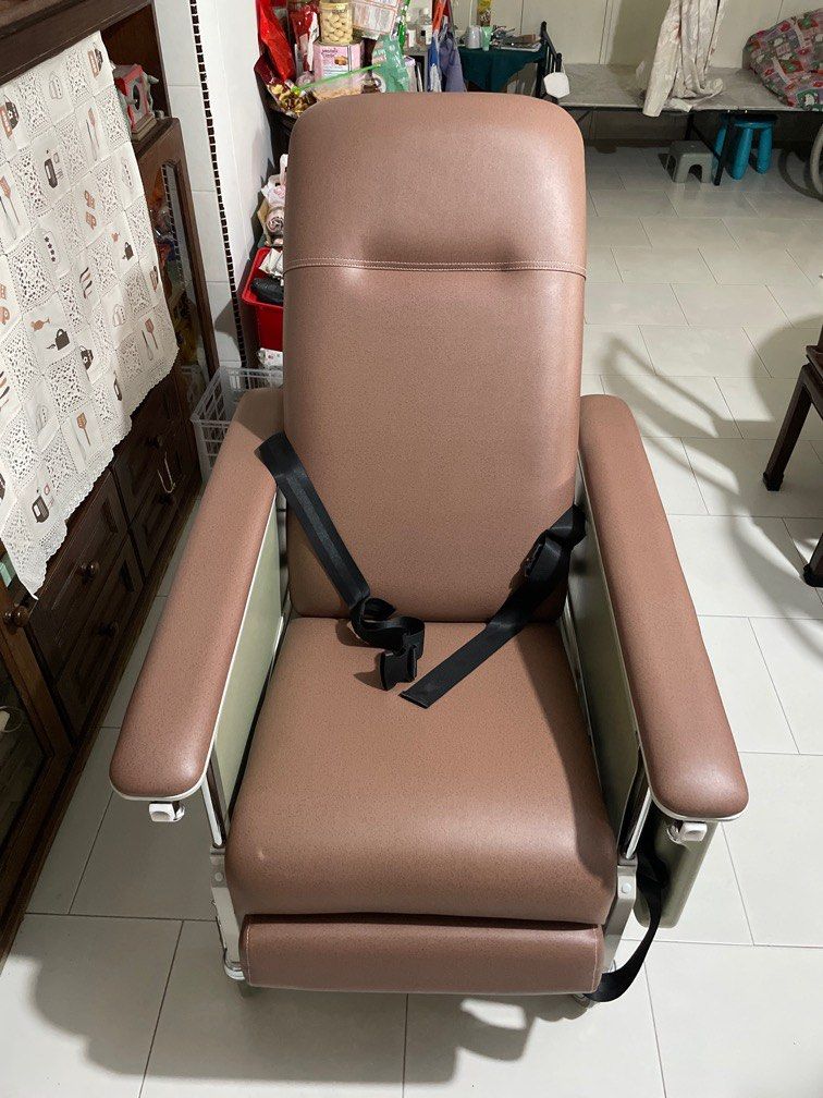 DNR Wheels Reclining Geriatric Chair with Drop Down Armrest, Furniture