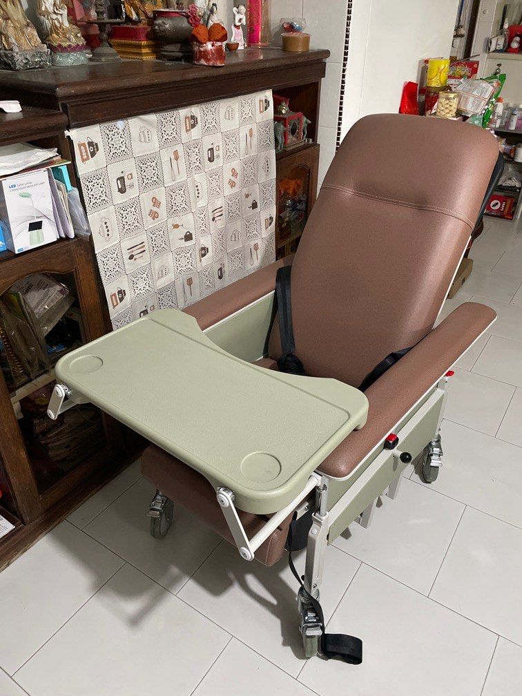 DNR Wheels Reclining Geriatric Chair with Drop Down Armrest, Furniture