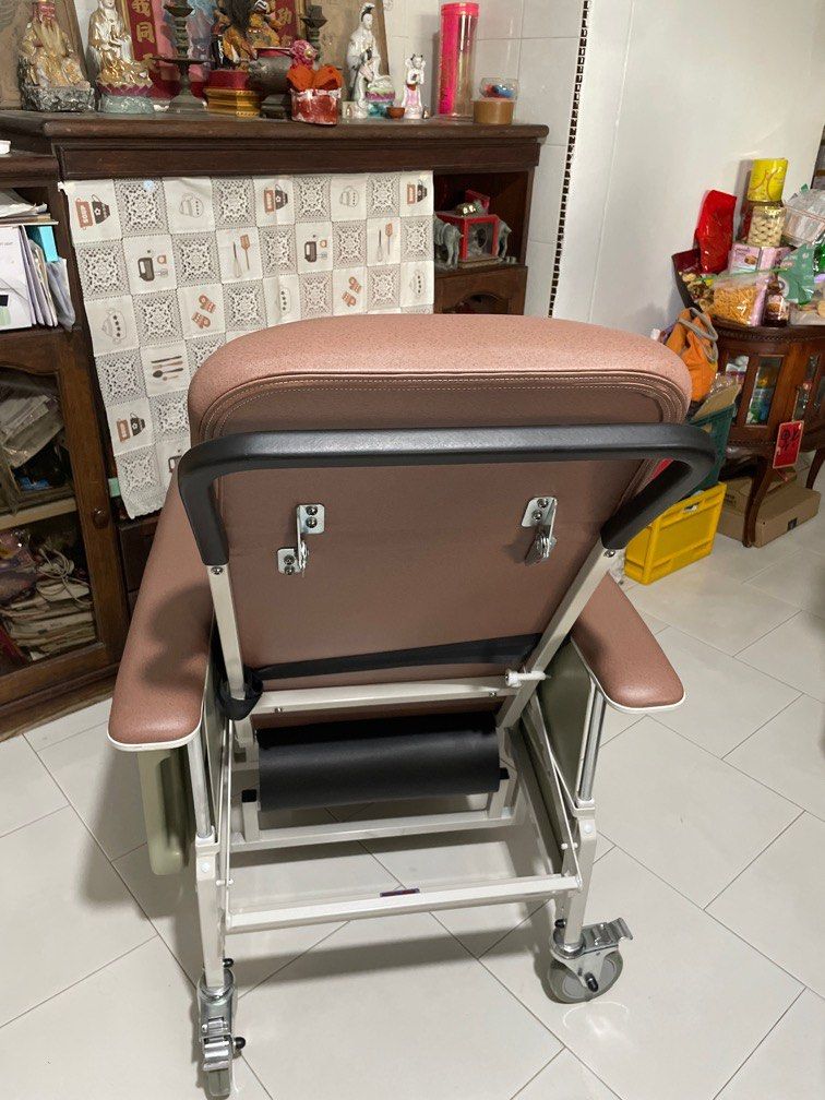 DNR Wheels Reclining Geriatric Chair with Drop Down Armrest, Furniture