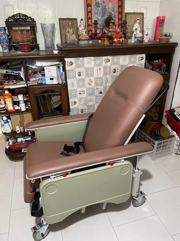DNR Wheels Reclining Geriatric Chair with Drop Down Armrest, Furniture