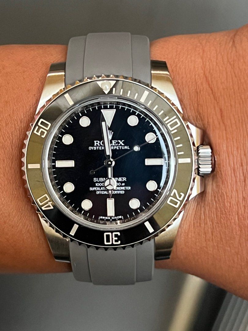 Everest Grey Rubber Strap for Rolex Submariner 40mm Luxury
