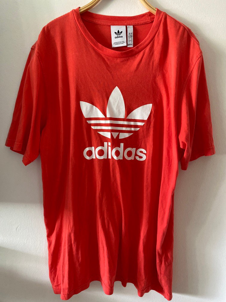 FREE MAIL Oversized Orange Adidas Shirt Men s Fashion Tops
