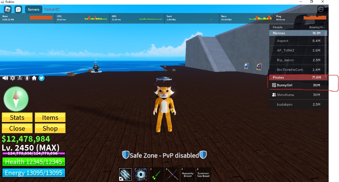 roblox account stacked (Blox fruits lvl(2333)) (Dh modded loaded