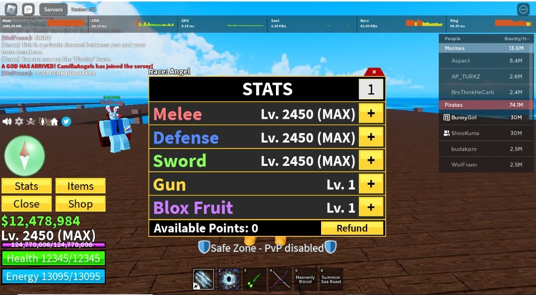 Blox Fruits] Level 2450, CDK+HS, Godhuman, *Awakened Dough (300)*, Unverified, Unverified, Automatic and Instant Delivery!