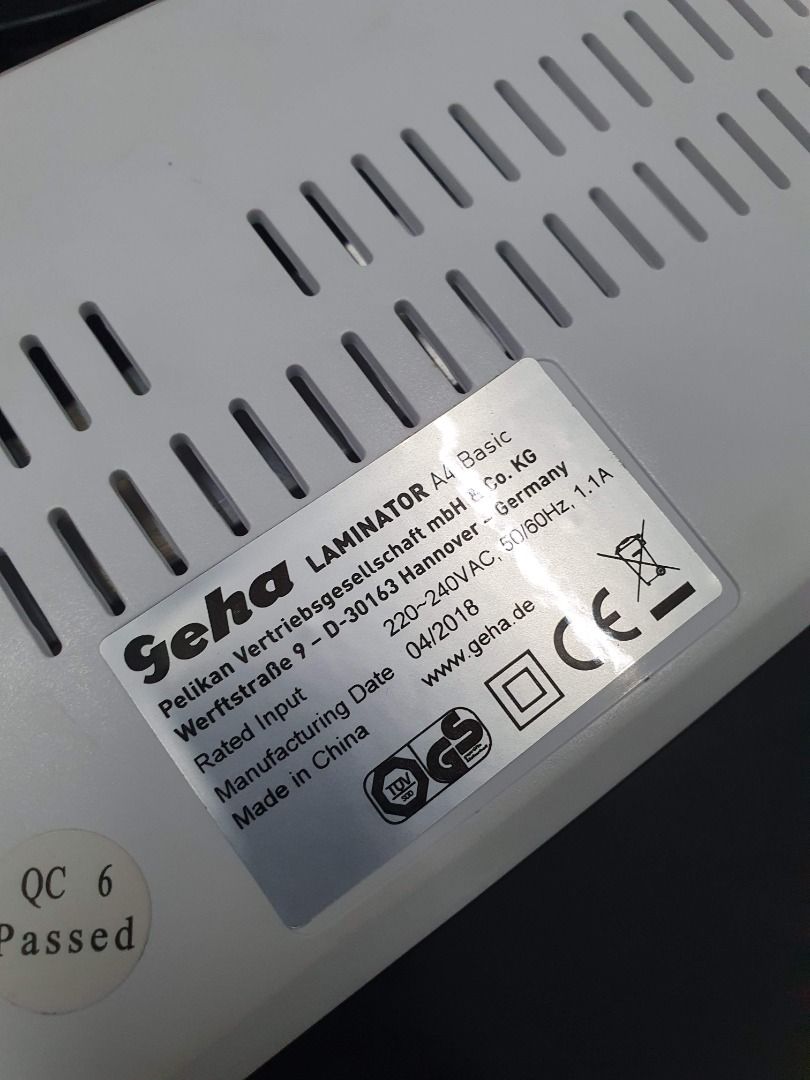 Geha Laminator Machine A4 Basic, Computers & Tech, Printers, Scanners