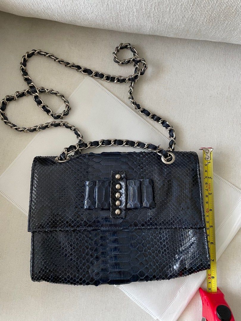 Genuine snakeskin bag navy Women s Fashion Bags Wallets Shoulder Bags on Carousell