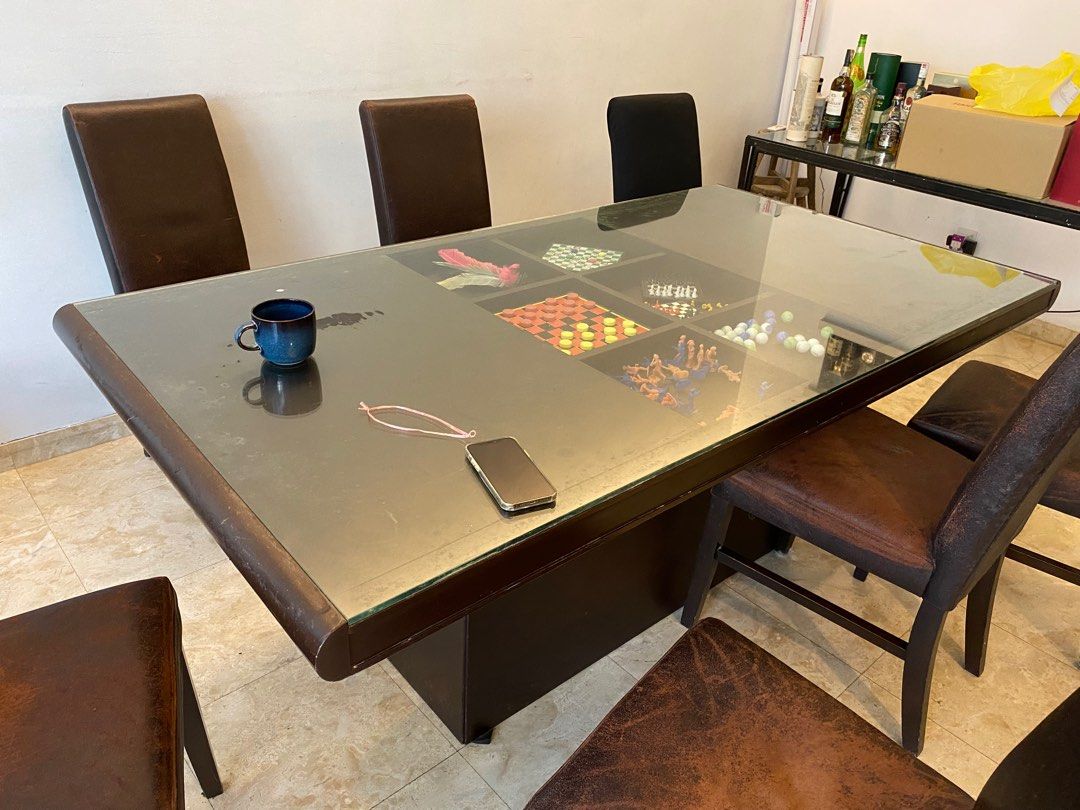 Glass top dining table