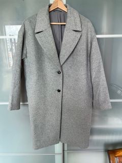 GU Wool Blend Oversized Grey Winter Coat