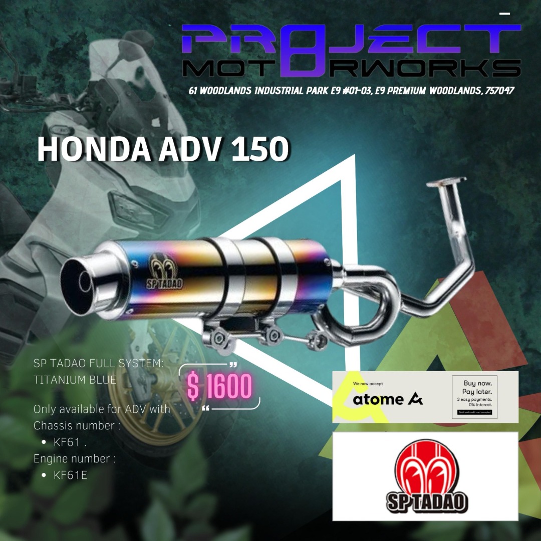 Honda ADV150 SP TADAO Full System Exhaust, Motorcycles, Motorcycle ...