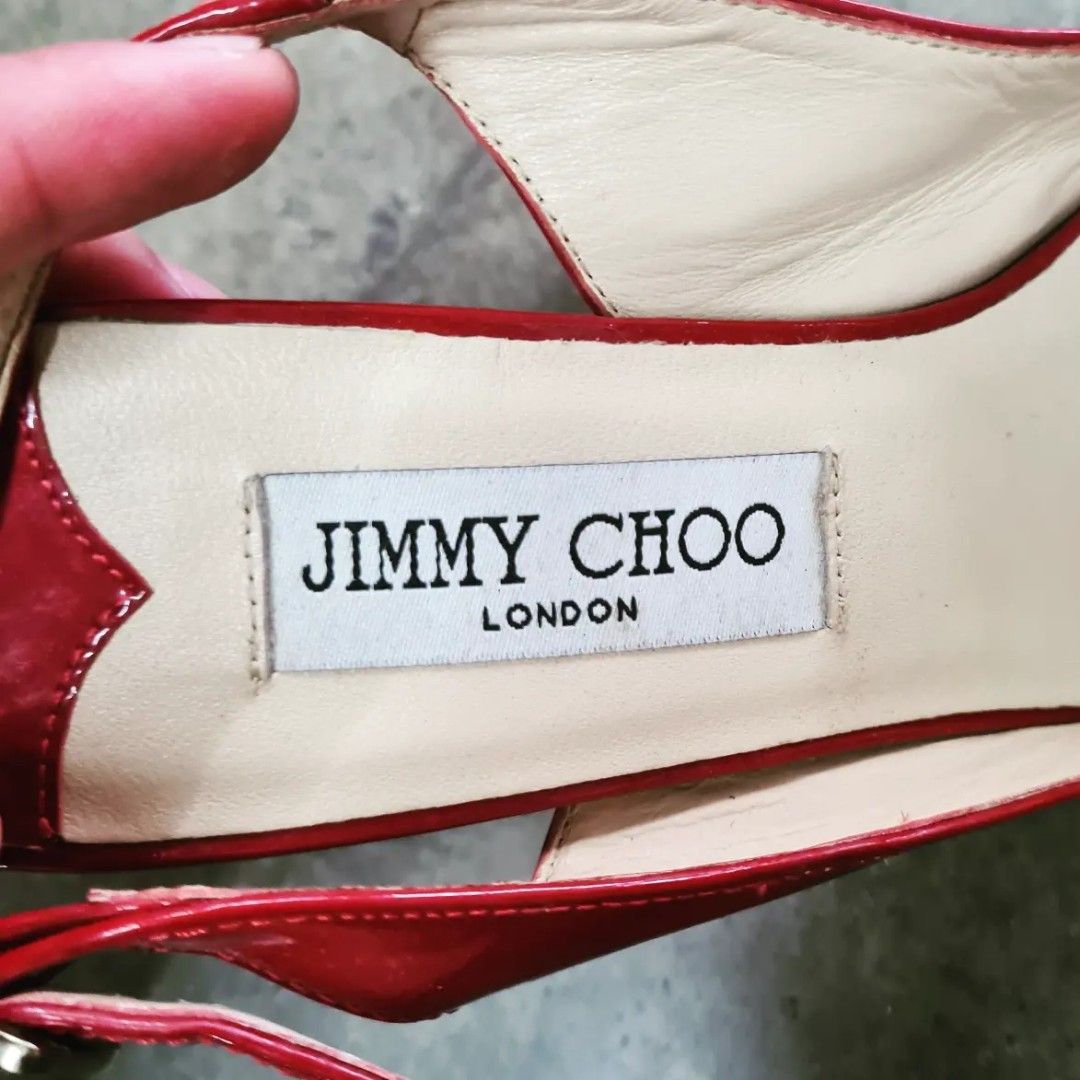 JIMMY CHOO SLINGBACK HEELS SHOES RED SIZE 39 with sole protector