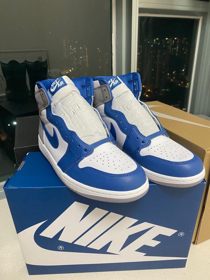 Jordan 1 Retro High OG True Blue🔵US10, 男裝, 鞋, 波鞋- Carousell