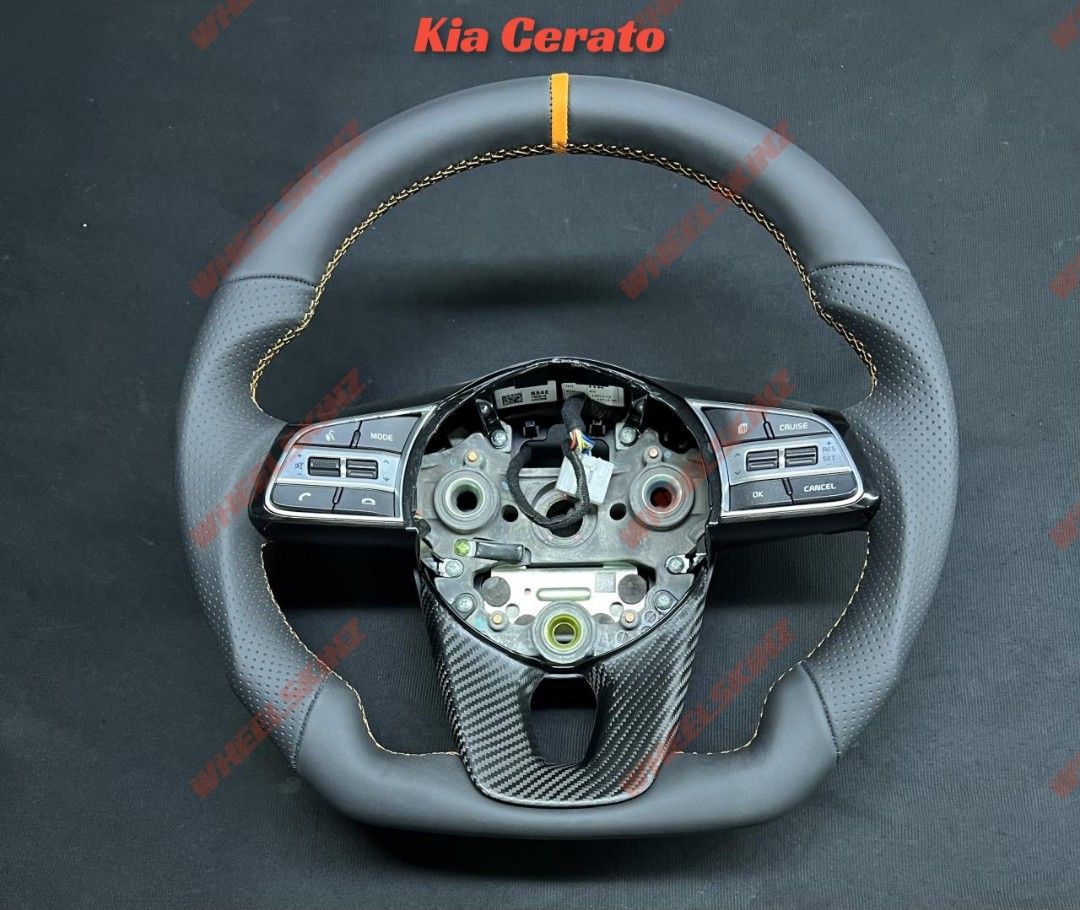 Kia Cerato aftermarket Dcut, flat bottom, nappa leather steering wheel
