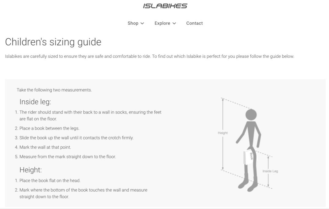 Islabike size guide new arrivals