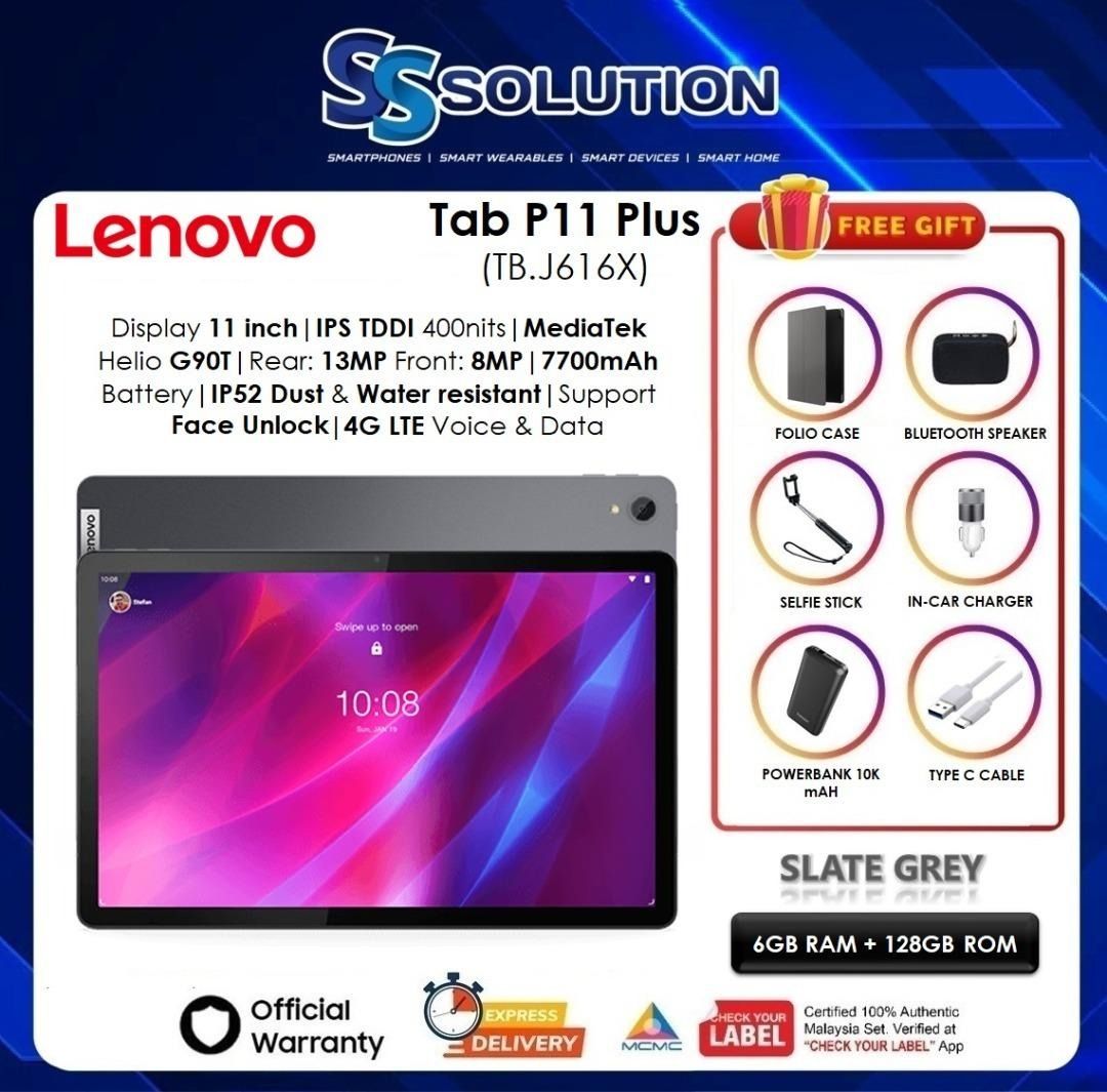  Lenovo P11 Plus MTK Tablet - 11-in 128 GB Slate Grey