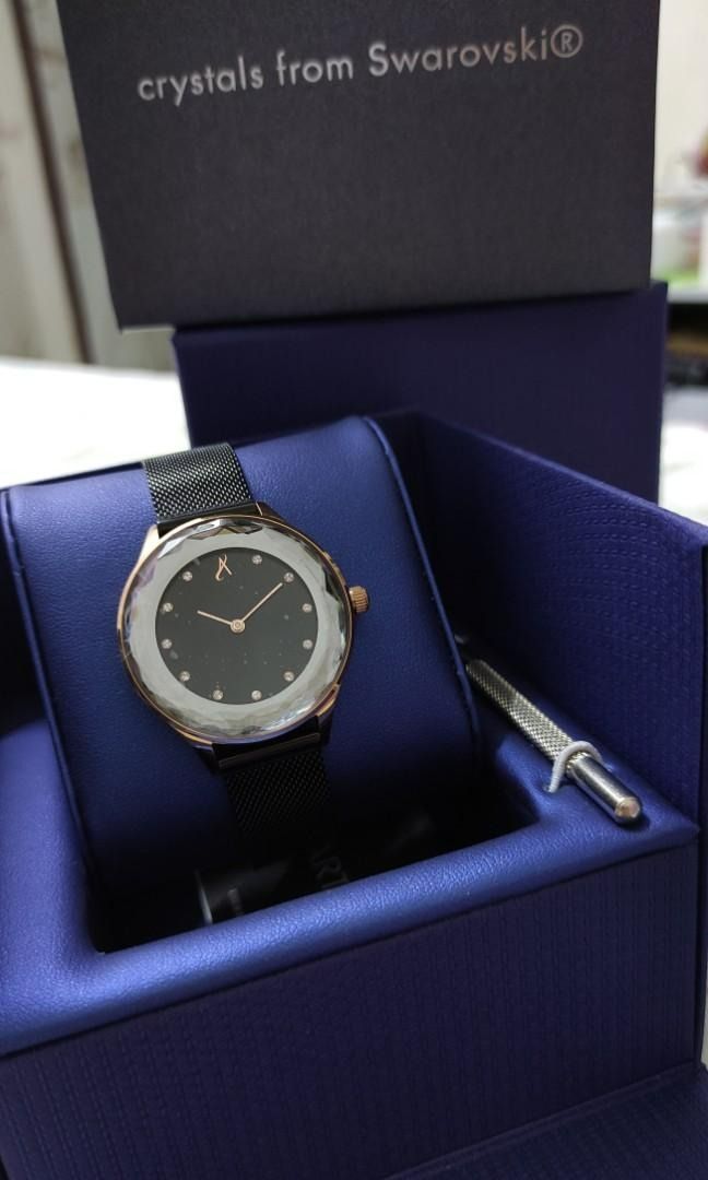 Swarovski black hot sale crystal watch