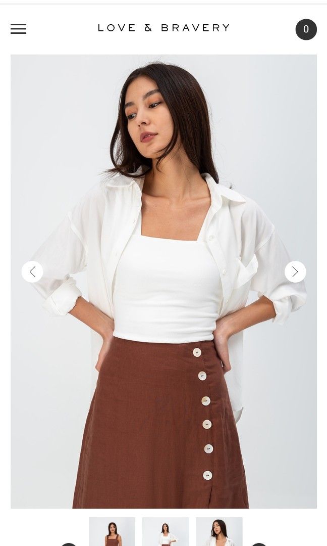 Love and Bravery Linen Buttondown skirt in Brown XXL Women s Fashion Bottoms Skirts on Carousell