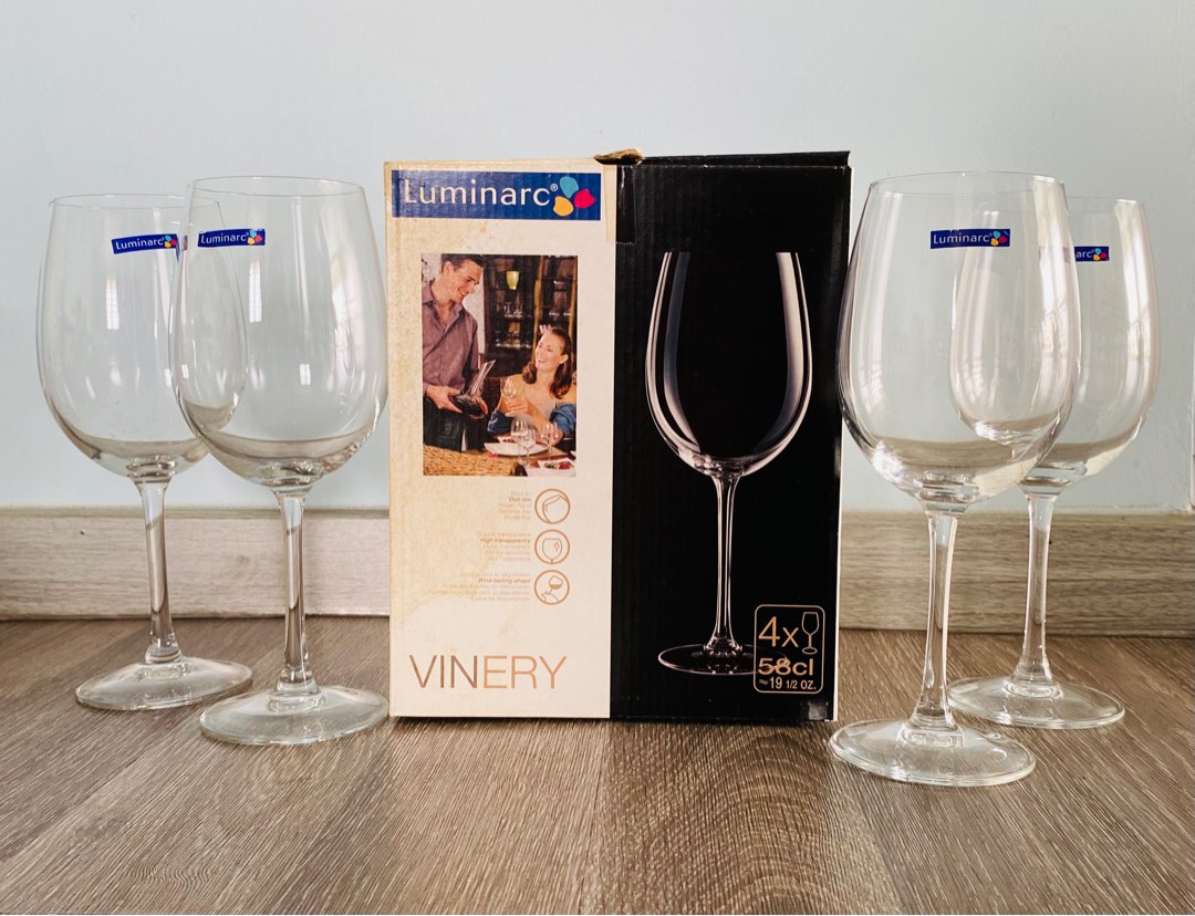 Luminarc Wine Glass (Set of 4) New!, Furniture & Home Living