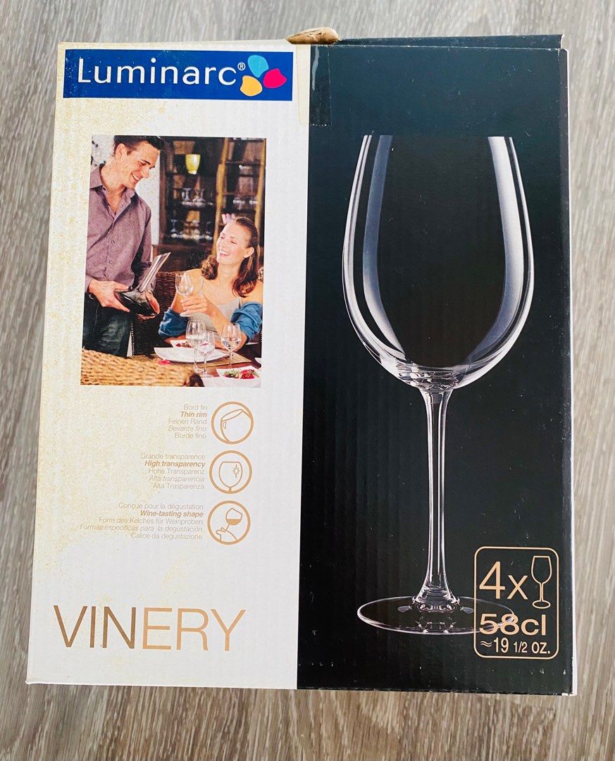 Luminarc Wine Glass (Set of 4) New!, Furniture & Home Living