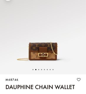 Authentic LOUIS VUITTON Monogram portefeuille Dauphine M68746 Chain wallet  #