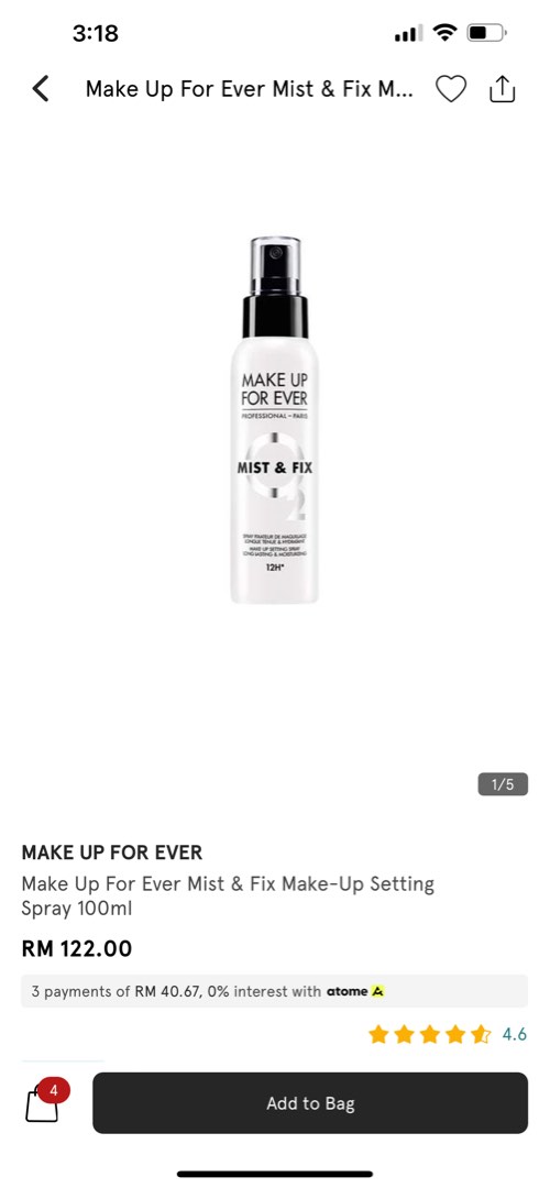 Make Up For Ever Mist & Fix Setting Spray, Beauty & Personal Care, Face