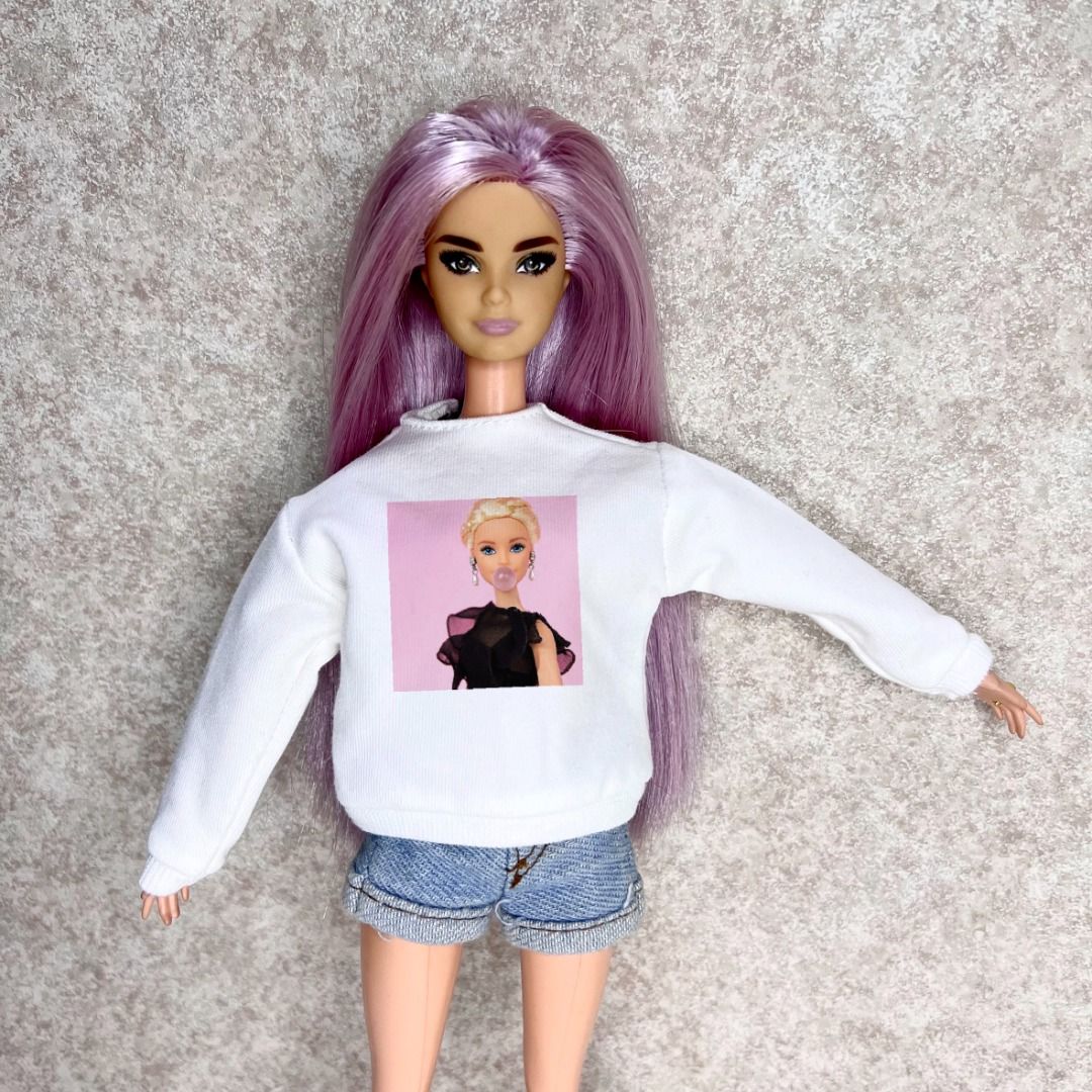 Mattel Barbie Limited Edition Pink Barbie Bubble Gum White Sweater for