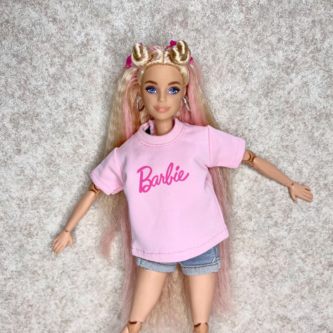 Mattel Barbie Limited Edition Pink Barbie Logo T-Shirt for All Barbie Sizes  1:6 Dolls Also Can Wear, Hobbies & Toys, Toys & Games on Carousell