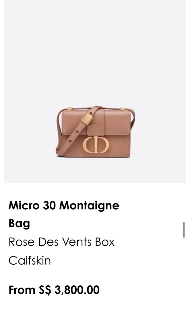 Christian Dior Rose Des Vents Calfskin 30 Montaigne Micro Bag, myGemma, CH